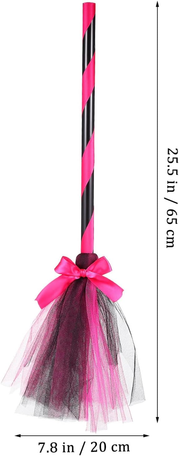 SAFIGLE 5 piezas de escoba de bruja de Halloween, escoba de bruja para niños, accesorios de disfraz de Halloween, decoración de disfraz de bruja de