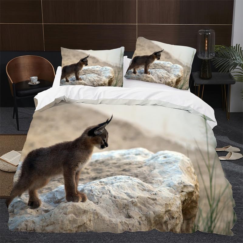 Juego de funda de edredón tamaño matrimonial con estampado de animales, funda de edredón de microfibra suave y 2 fundas de almohada de 20 x 26
