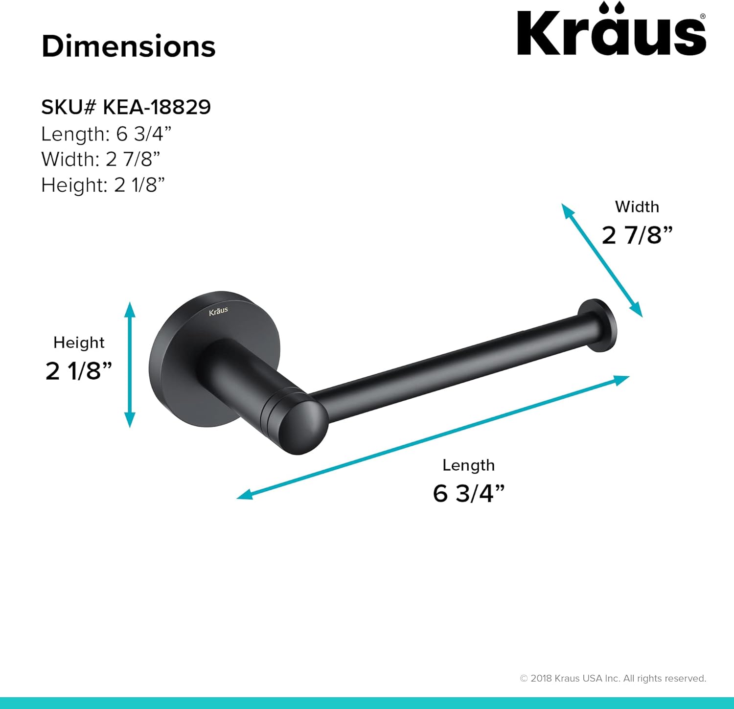 KRAUS Elie KEA-18829MB – Soporte para papel higiénico, acabado negro mate, color negro