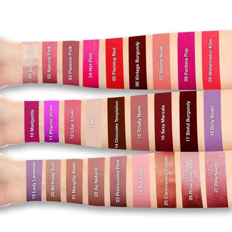 Lápiz labial a prueba de besos 21 Naughty Nude Liquid Matte Lipstick de larga duración a todo color pigmento