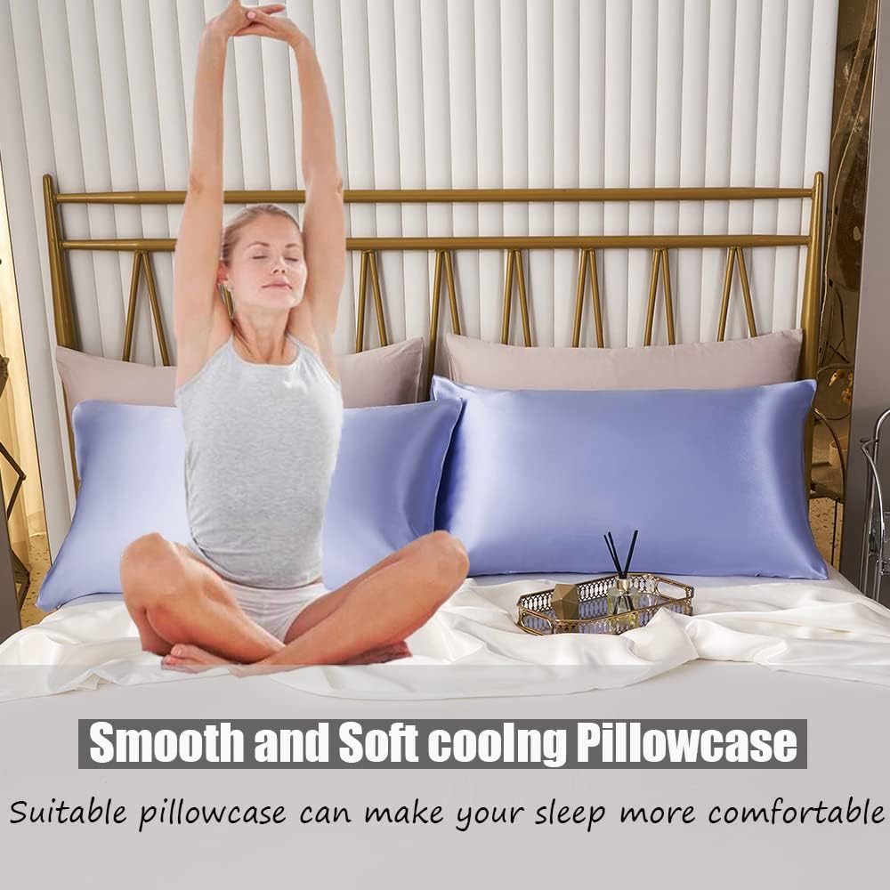 Funda de almohada para mujer, funda de almohada para cabello y piel, suave, transpirable, suave y refrescante para dormir, juego de 2 fundas de