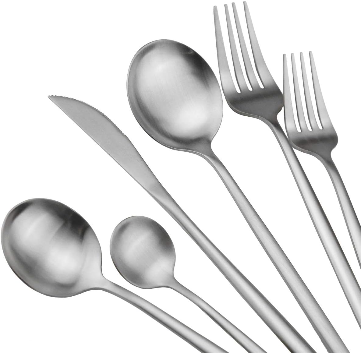 Juego de cubiertos mate moderno de 60 piezas, acero inoxidable 304, elegantes utensilios de cocina para 12, incluye cuchillos, cucharas y tenedores,