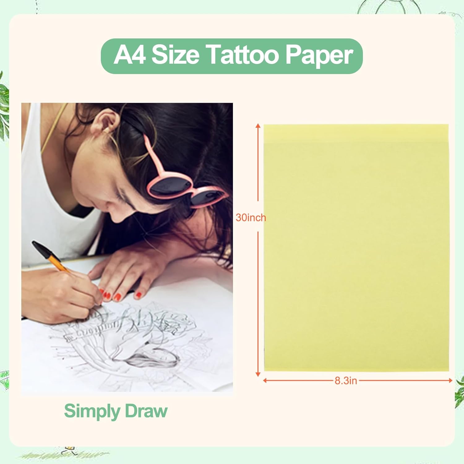 Papel de transferencia de tatuajes, 100 piezas de papel de plantilla de tatuaje para tatuajes, papel de transferencia de plantilla de 4 capas,