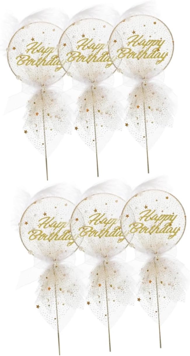 jojofuny 6 Pcs Cake Decoration Edible Butterflies for Cake Decorating Happy Birthday Cake Insert Cupcake Ornament Reposteria Birthday Cake Ornament