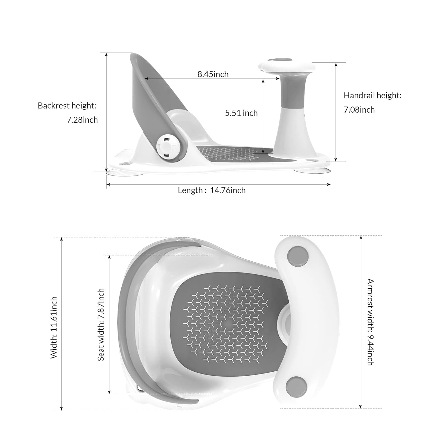 Asiento de baño infantil con termómetro, ventosas, juguetes, silla de baño para bebés de 6 meses en adelante