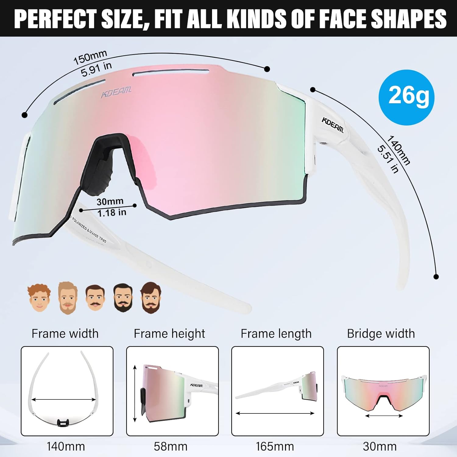 Gafas de sol polarizadas deportivas para hombres y mujeres, UV400, gafas de ciclismo resistentes al viento, para conducir, correr, golf