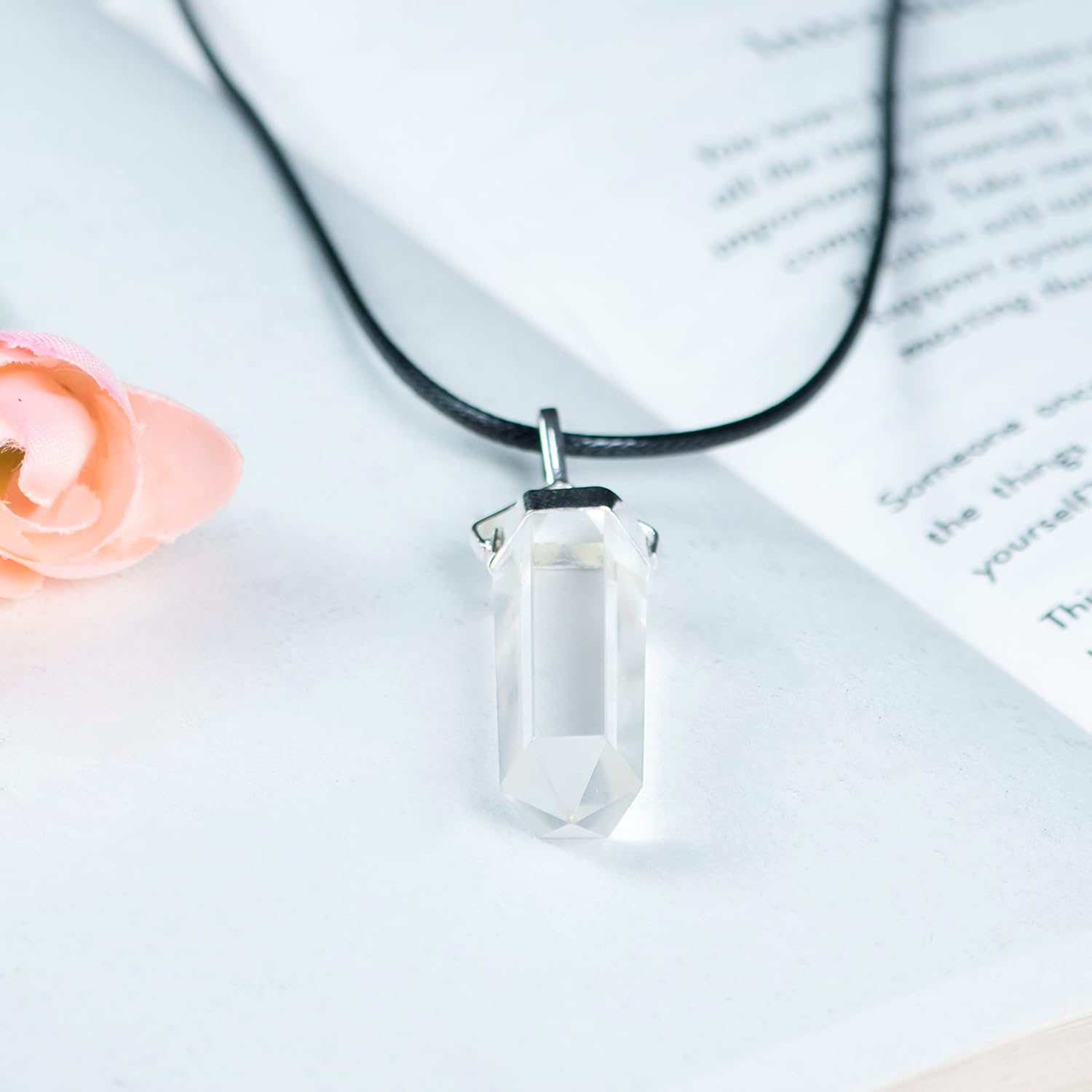 Crocon Gemstone Pencil Pendant Necklace Handmade Reiki Healing Crystal Amulet Natural Stone Jewelry for Unisex Thoughtful Gifts for Women