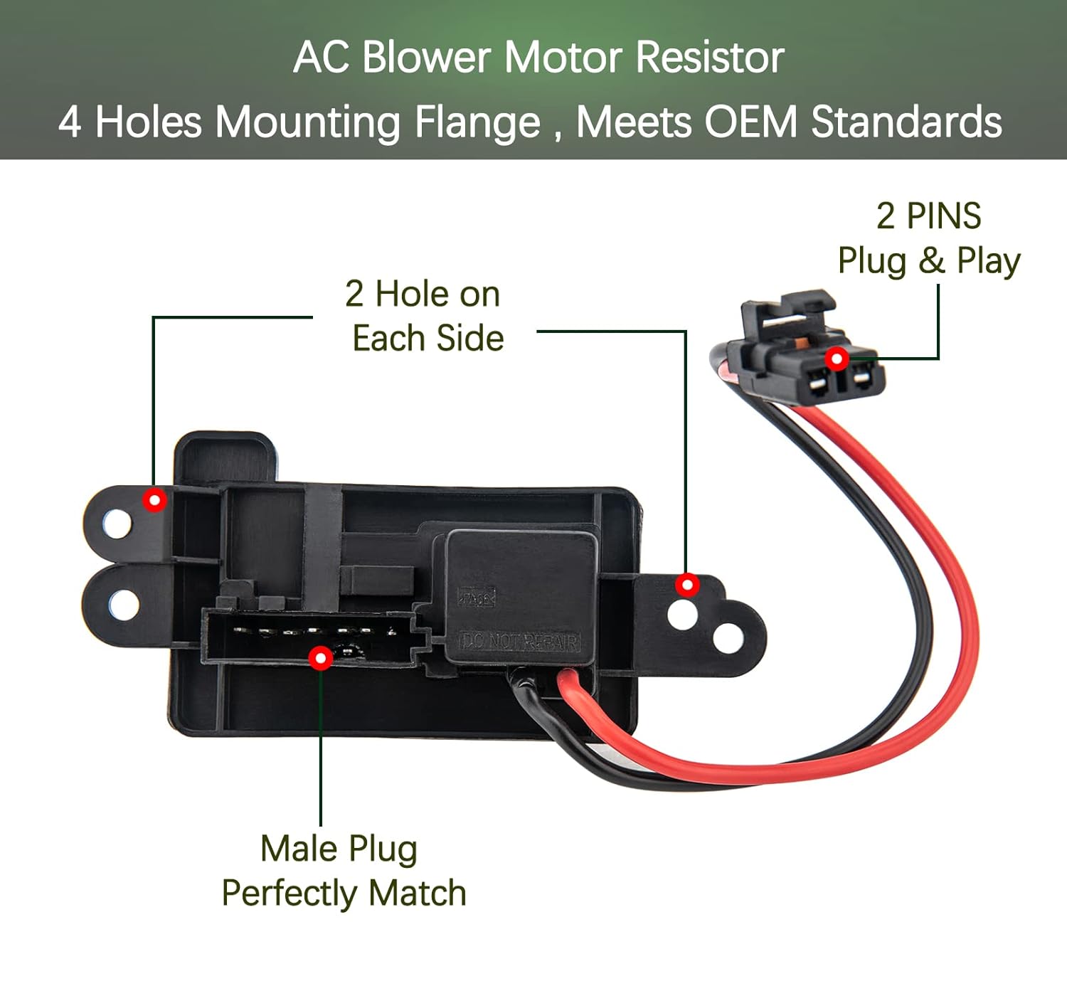 89019088 Resistencia del motor del soplador, kit de resistencia de velocidad del ventilador con arnés compatible con Chevy Silverado GMC Suburban