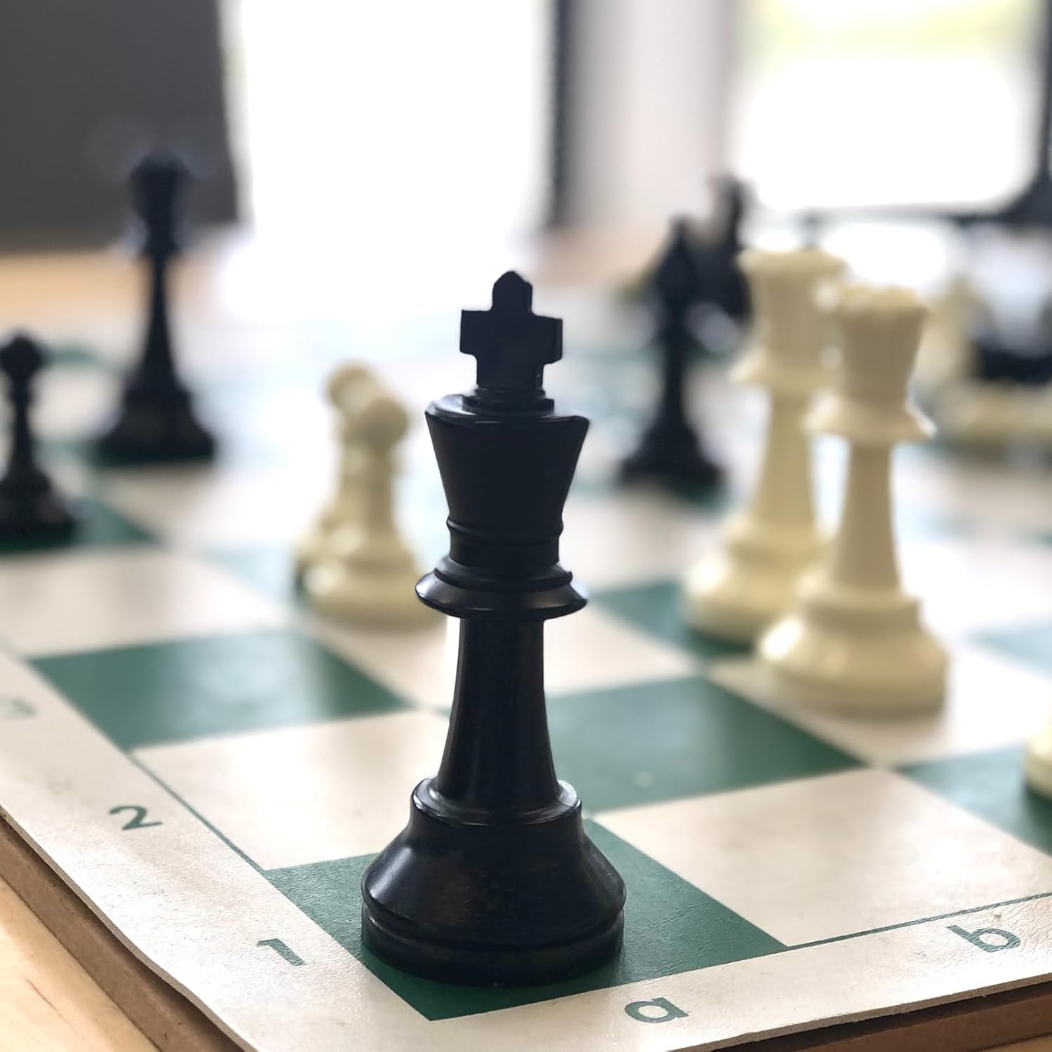 Juego de ajedrez y damas portátil, juego de ajedrez Staunton enrollable para torneos reguladores con rollo de tubo de plástico, juegos de mesa de