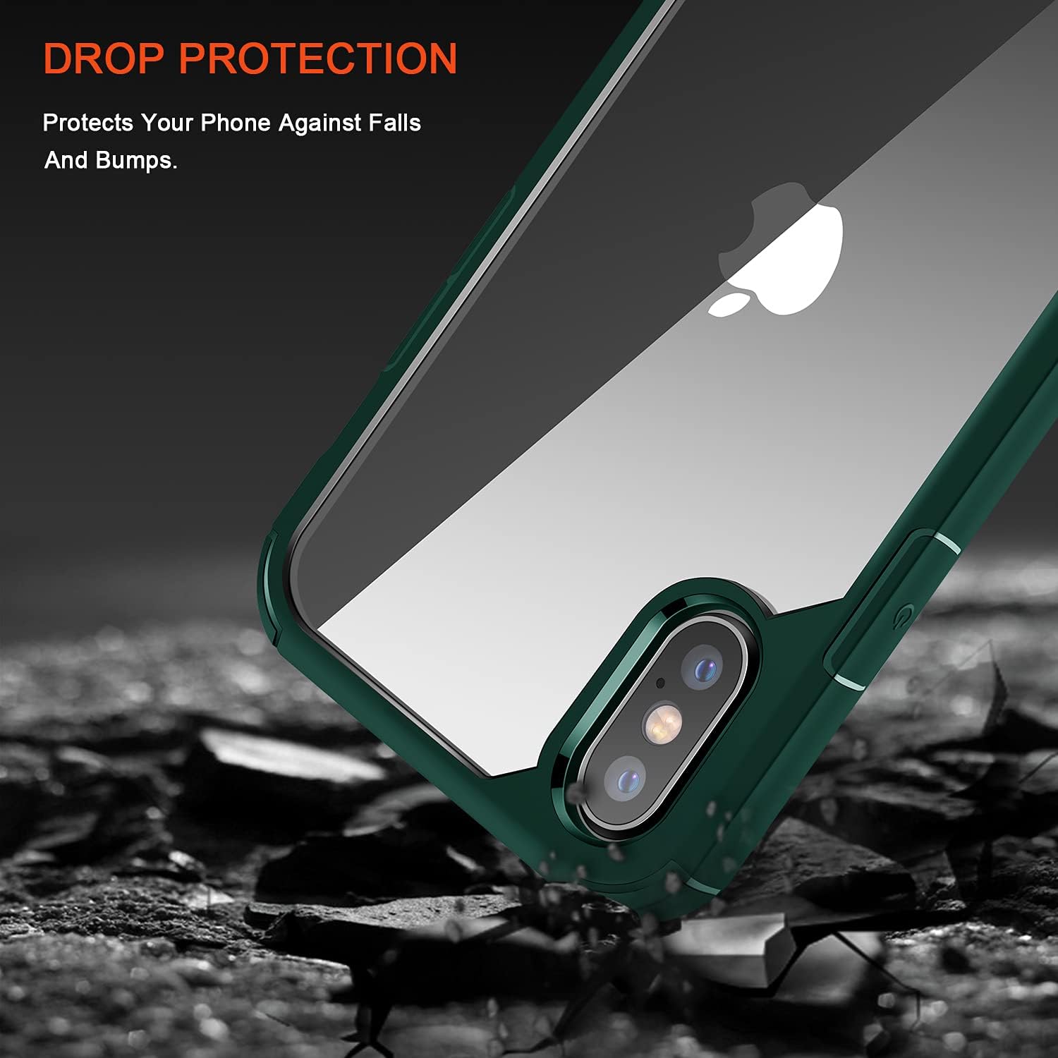 TENDLIN Compatible con iPhone Xs CaseiPhone X Funda protectora transparente de parte trasera dura suave (verde)