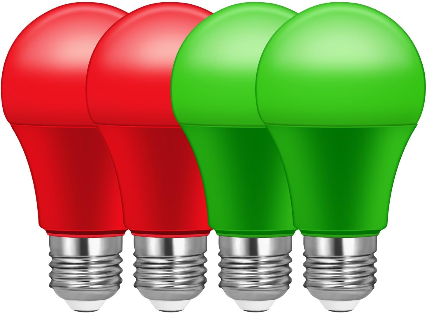 Bombillas de luz de Navidad, bombillas LED A19 rojas, bombillas verdes, bombillas rojas y verdes, equivalente a 60 W 9 W, base E26, bombilla de