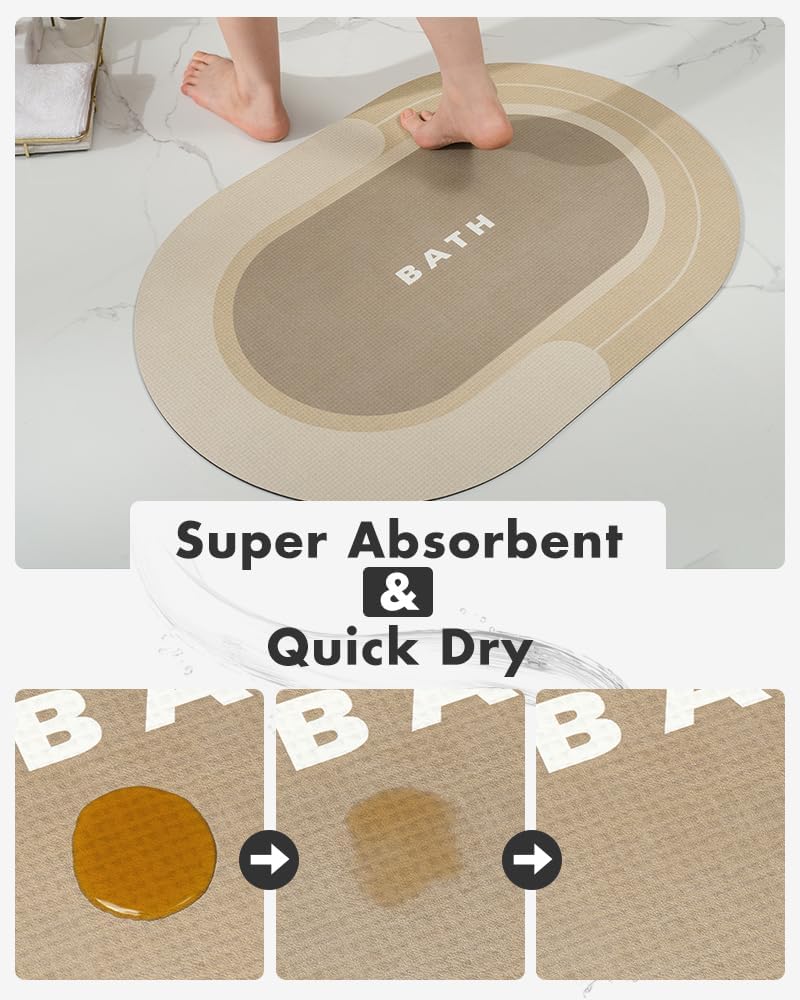 MontVoo Tapete de baño, absorbente, antideslizante, de secado rápido, resistente a las manchas, tapete de baño para suelo de baño, alfombra de ducha