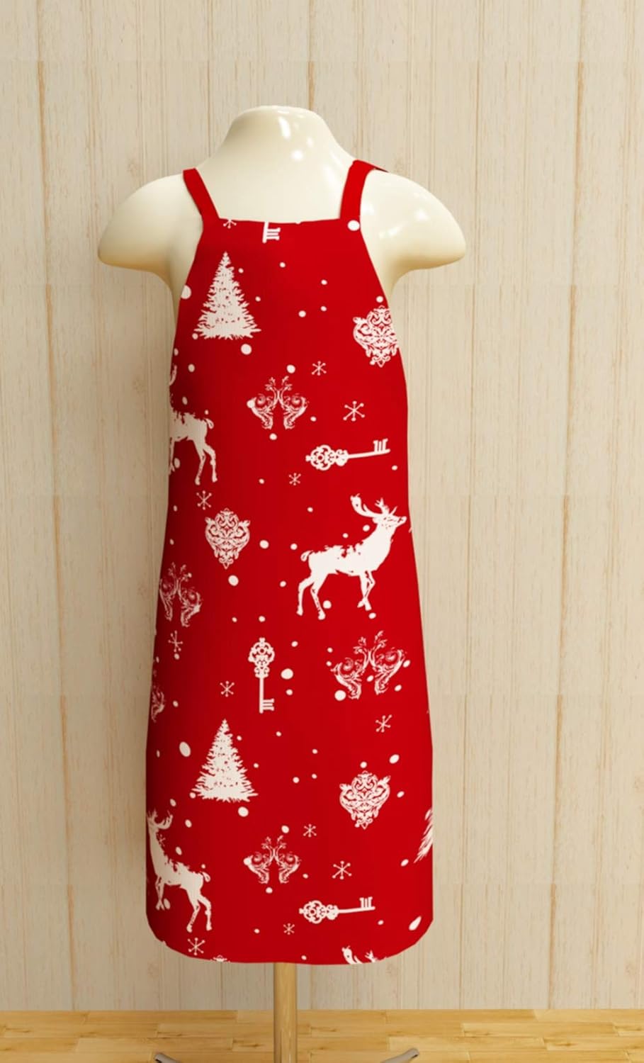 Apron, Christmas Forest, 100% Cotton Apron with an adjustable neck strap & Extra-long Ties and Pocket, Size 28×32 Inch. Perfect for Thanks Giving,