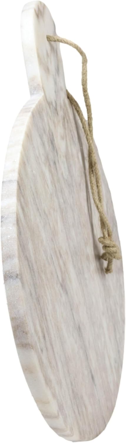 Ebros Gift Moderna y elegante bandeja de cortar redonda de mármol natural veteado gris y blanco de 15 pulgadas de largo Charcutería Hors D’oeuvres
