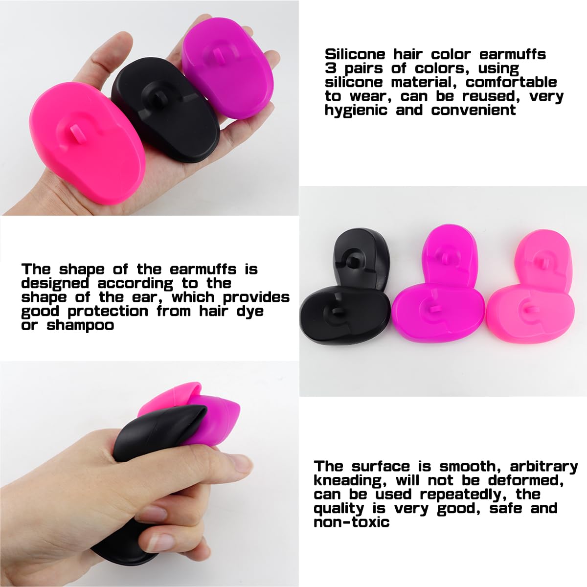 FERCAISH 6 protectores de silicona para los oídos, protectores impermeables para los oídos, duraderos, reutilizables e ideales para peluquería, spa,