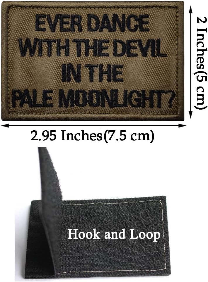 2 piezas AliPlus Ever Dance with The Devil in The Pale Moonlight Parche divertido bordado táctico moral parche apliques cierre gancho respaldo
