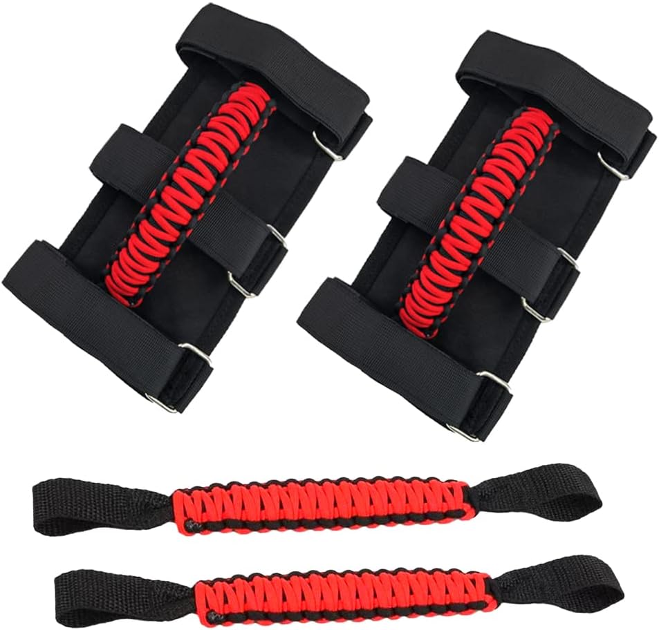 Paquete de 4 hebillas de metal mejoradas para asas de agarre de Jeep, 2 asas de agarre para Jeep Wrangler y 2 asas de asiento trasero para barras