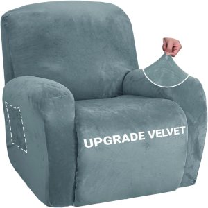 ZNSAYOTX Fundas elásticas de terciopelo reclinable, 4 piezas, funda para silla reclinable de felpa suave más gruesa con bolsillos laterales, ZNSAYOTX Fundas elásticas de terciopelo reclinable, 4 piezas, funda para silla reclinable de felpa suave más gruesa con bolsillos laterales,