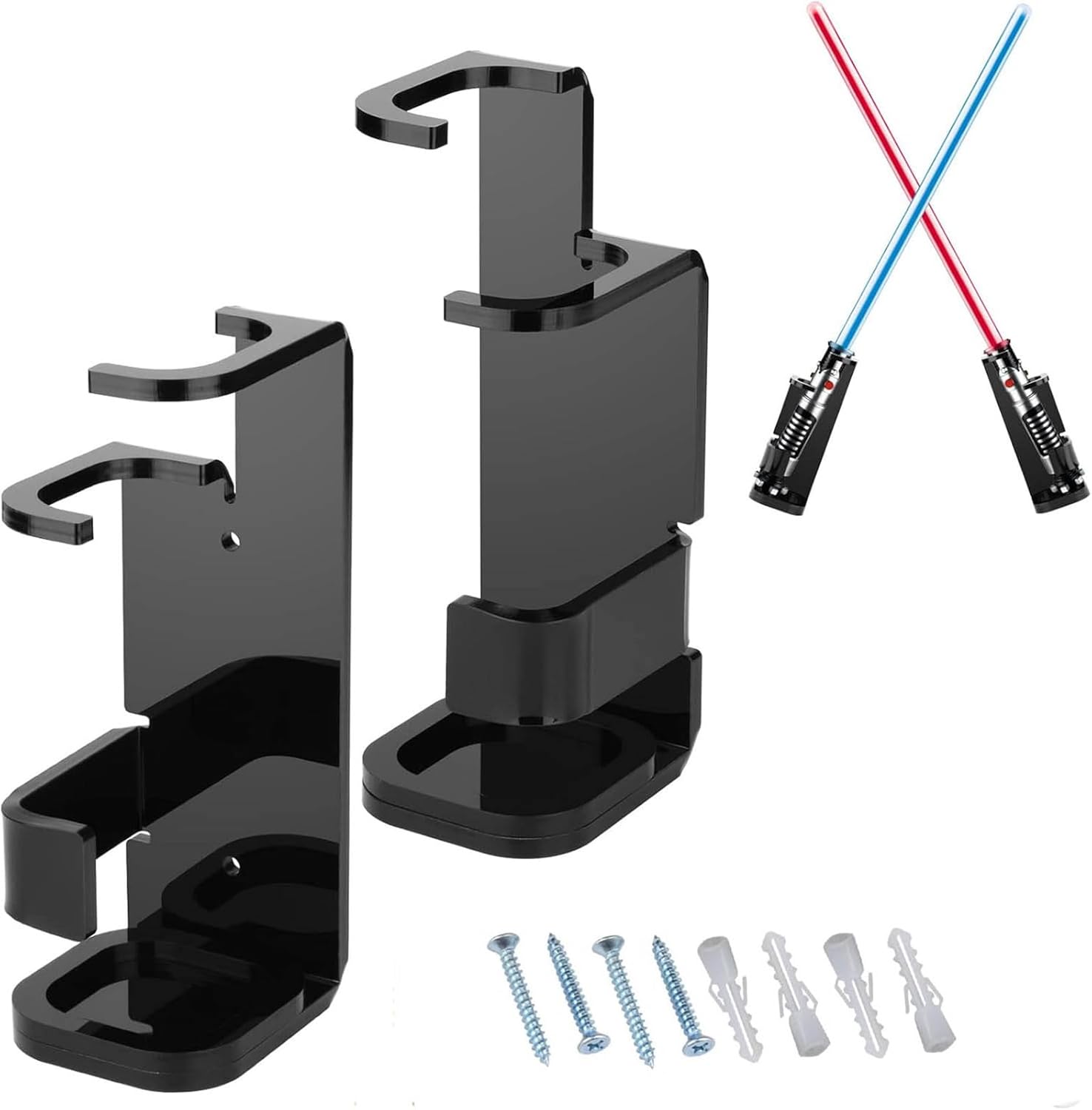 2pcs Rust Proof Lightsaber Stand Acrylic Clear Rack Wall Mounted Sword Display Stand With Screws For Martial Enthusiast Rust Proof Acrylic Stand