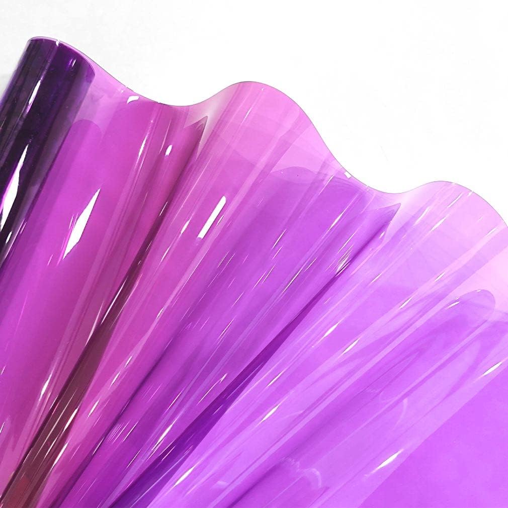Rollo de cuero sintético de gelatina de PVC morado de 12 x 53 pulgadas de grosor, 0.047 in, impermeable, de vinilo degradado, para manualidades,