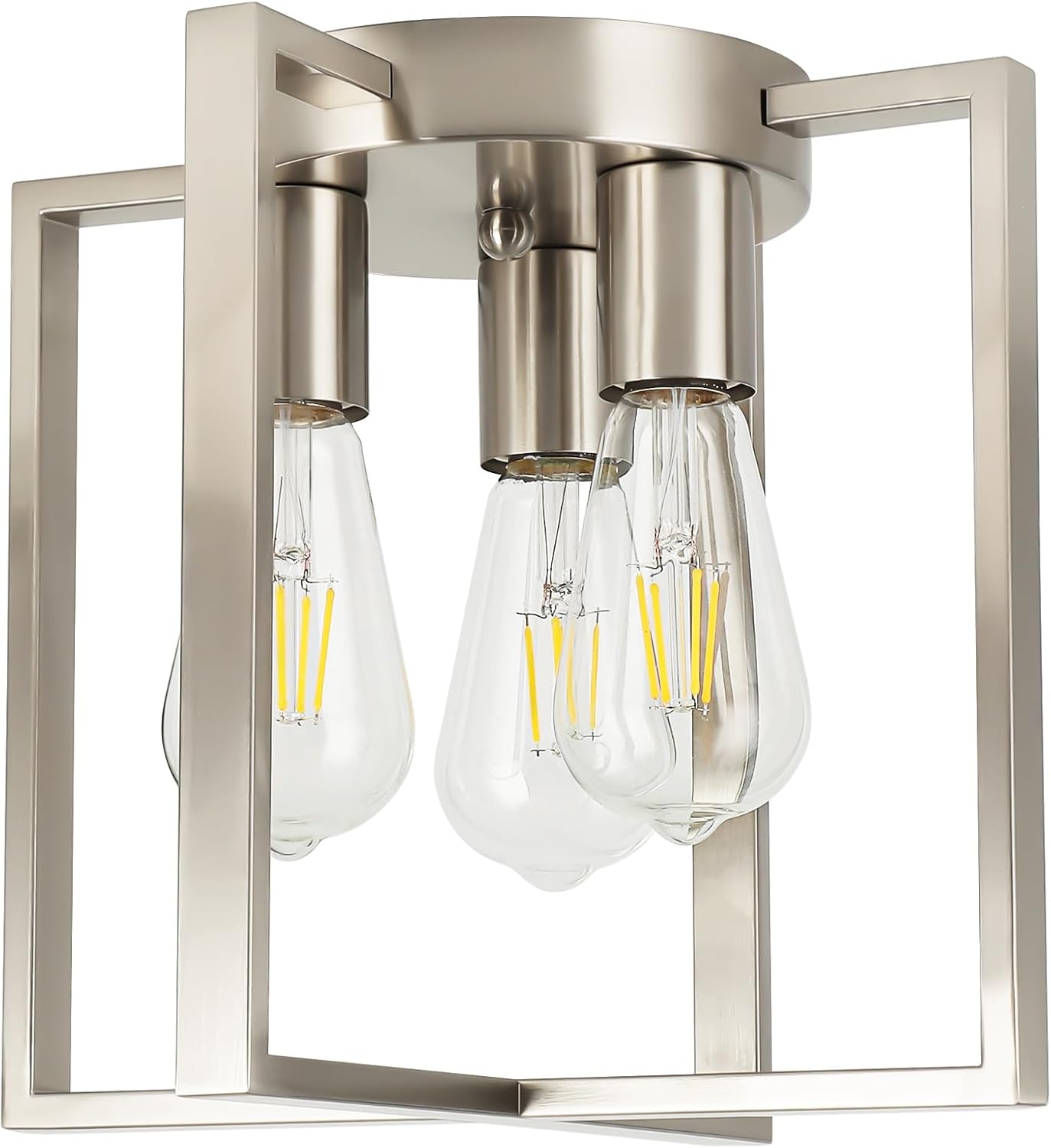 Lámpara de techo empotrada para pasillo, lámpara de techo de 3 luces de níquel cepillado, moderna lámpara semiempotrada para vestíbulo, entrada,