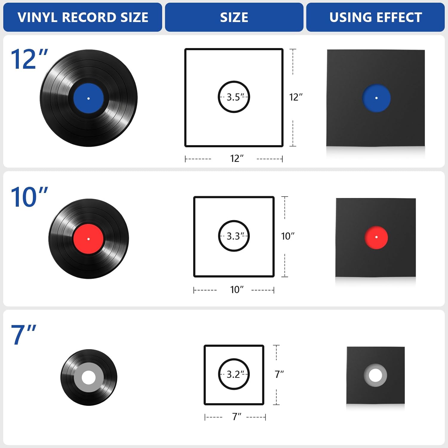 Fundas de papel de estraza para discos de vinilo, 10 unidades, fundas de papel kraft para discos de vinilo LP, fundas de cartón con agujero central,