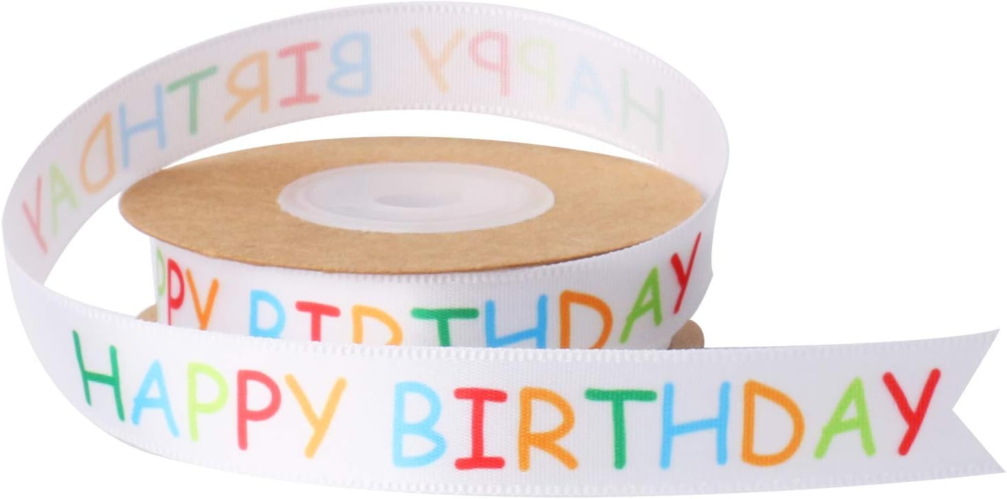 Rollo de cinta de feliz cumpleaños para envolver regalos, manualidades, decoración de fiestas, decoración de pasteles coloridos con temática