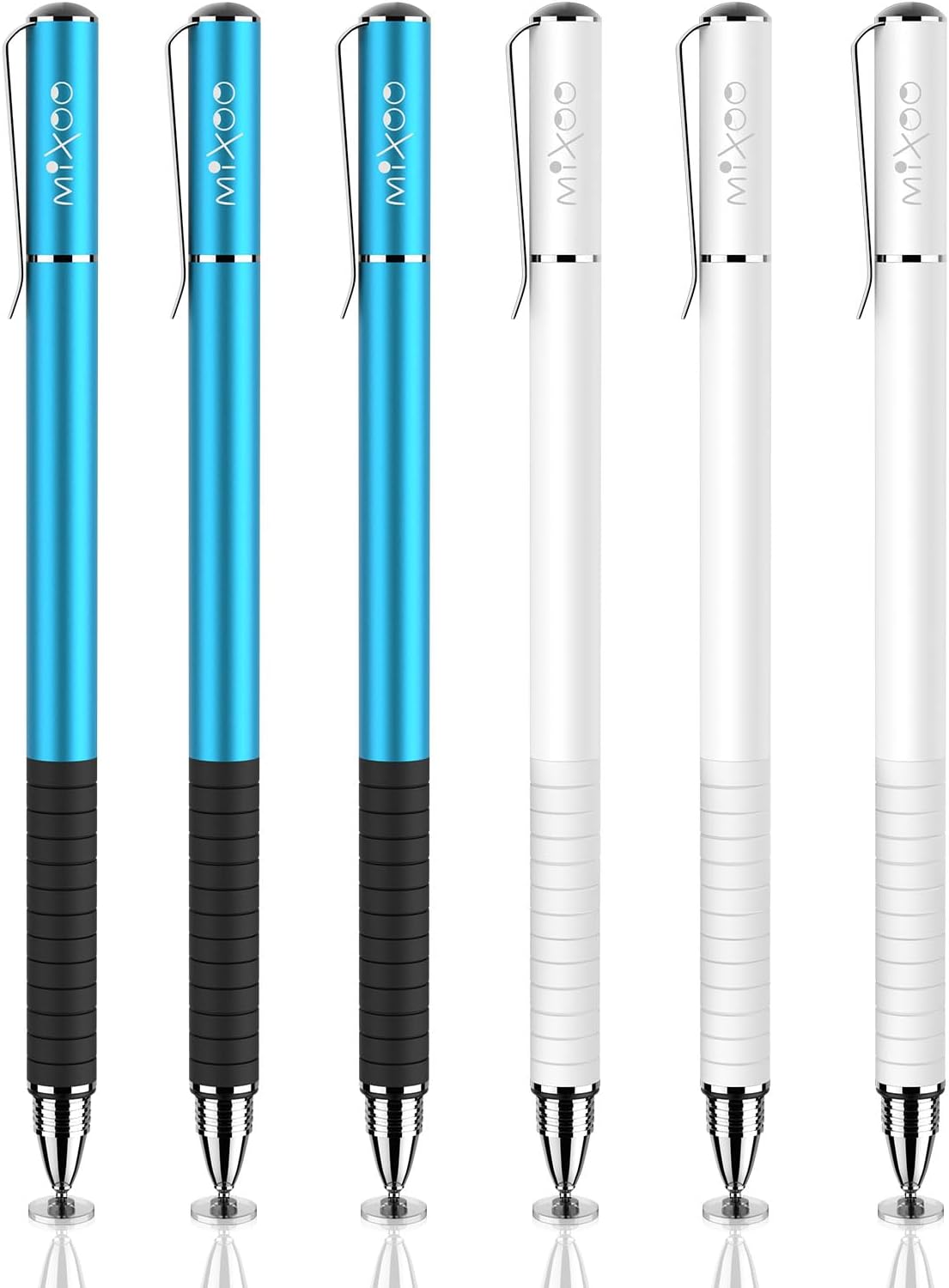 Mixoo Lápiz óptico para pantallas táctiles, paquete de 6, punta de disco y fibra, 2 en 1, lápiz capacitivo universal de alta sensibilidad para iPad,
