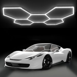 HYPERLITE Luces hexagonales de garaje, luces de panal de abeja, 5 sistemas de rejilla de 6500 K, luz de techo hexagonal para detalles de automóvil, HYPERLITE Luces hexagonales de garaje, luces de panal de abeja, 5 sistemas de rejilla de 6500 K, luz de techo hexagonal para detalles de automóvil,