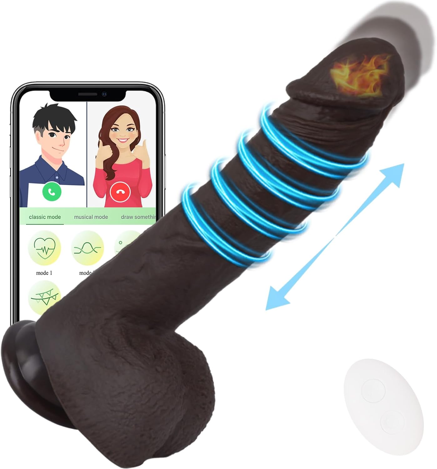 Consolador de empuje de 8.9 pulgadas, juguetes sexuales para mujeres, consoladores realistas con control remoto con aplicación con 9 vibraciones y 3