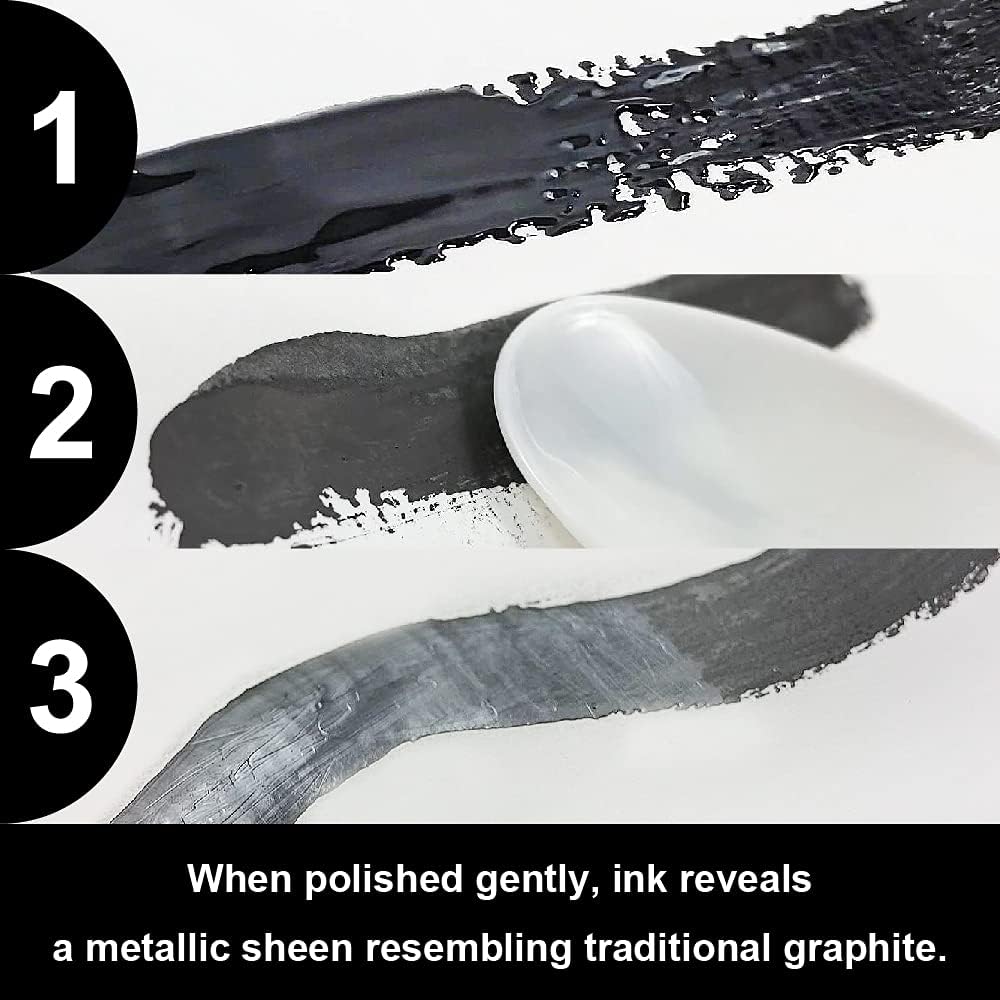 Kuretake ZIG – Pintura de grafito fluido, 2.3 onzas líquidas, color negro metálico para manualidades, arte, ilustración, pluma de inmersión,