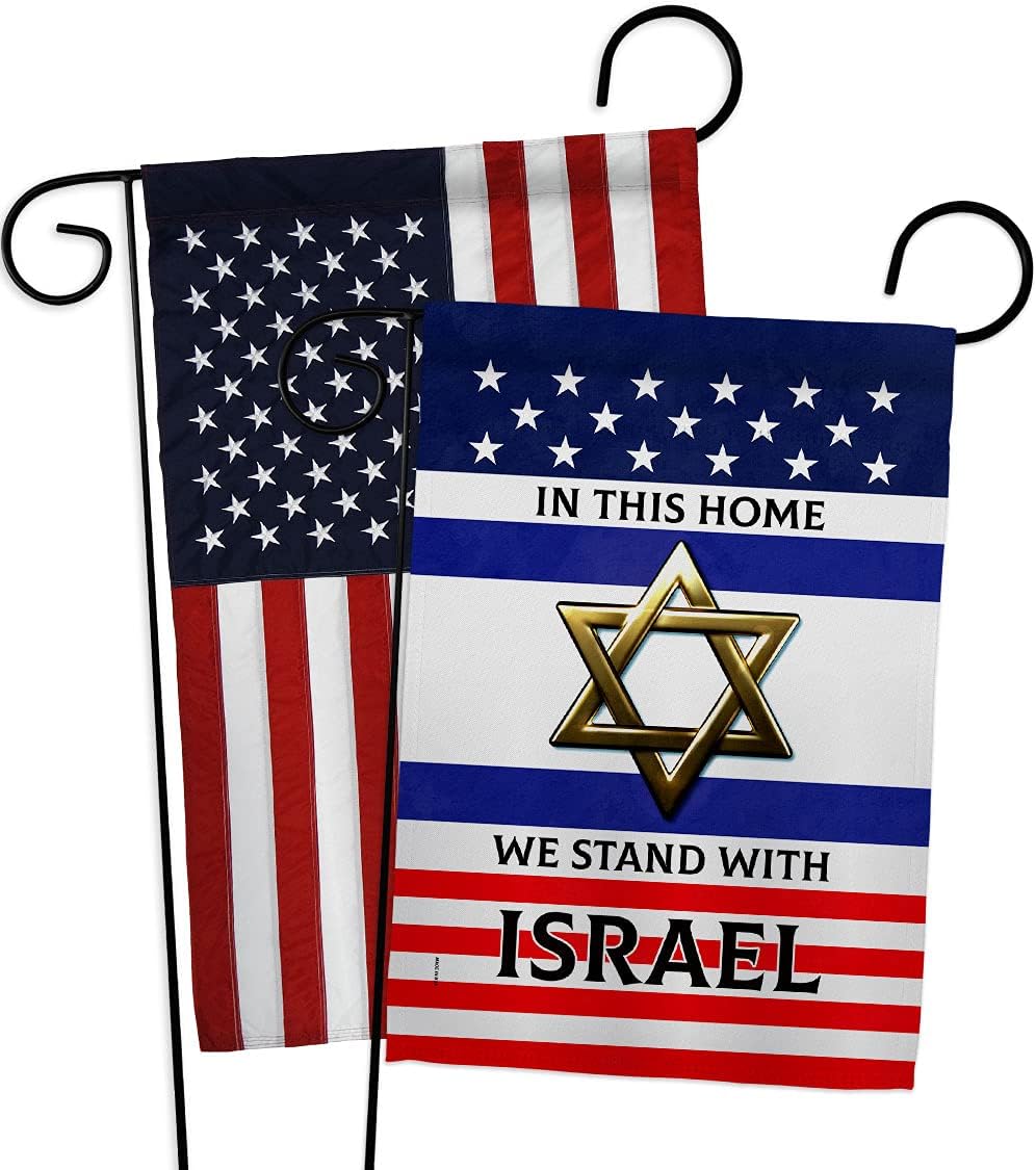 Stand with Israel Bandera de Israel Bandera Americana para Exterior, Paquete de Pancartas para Césped, Jardín, Póster de Pared al Aire Libre Puerta