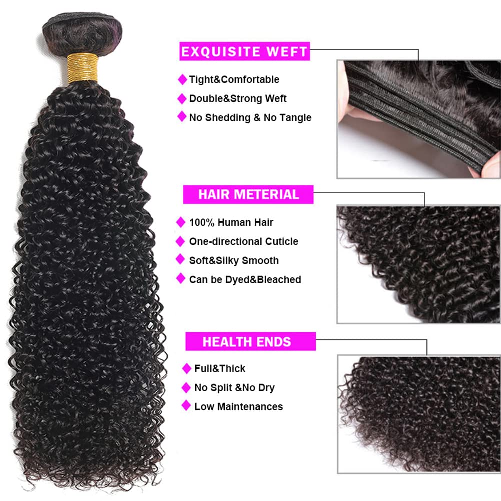 Manojos de cabello humano virgen brasileño Remy 100% sin procesar, 3 paquetes de extensiones de cabello humano para mujeres negras, color natural