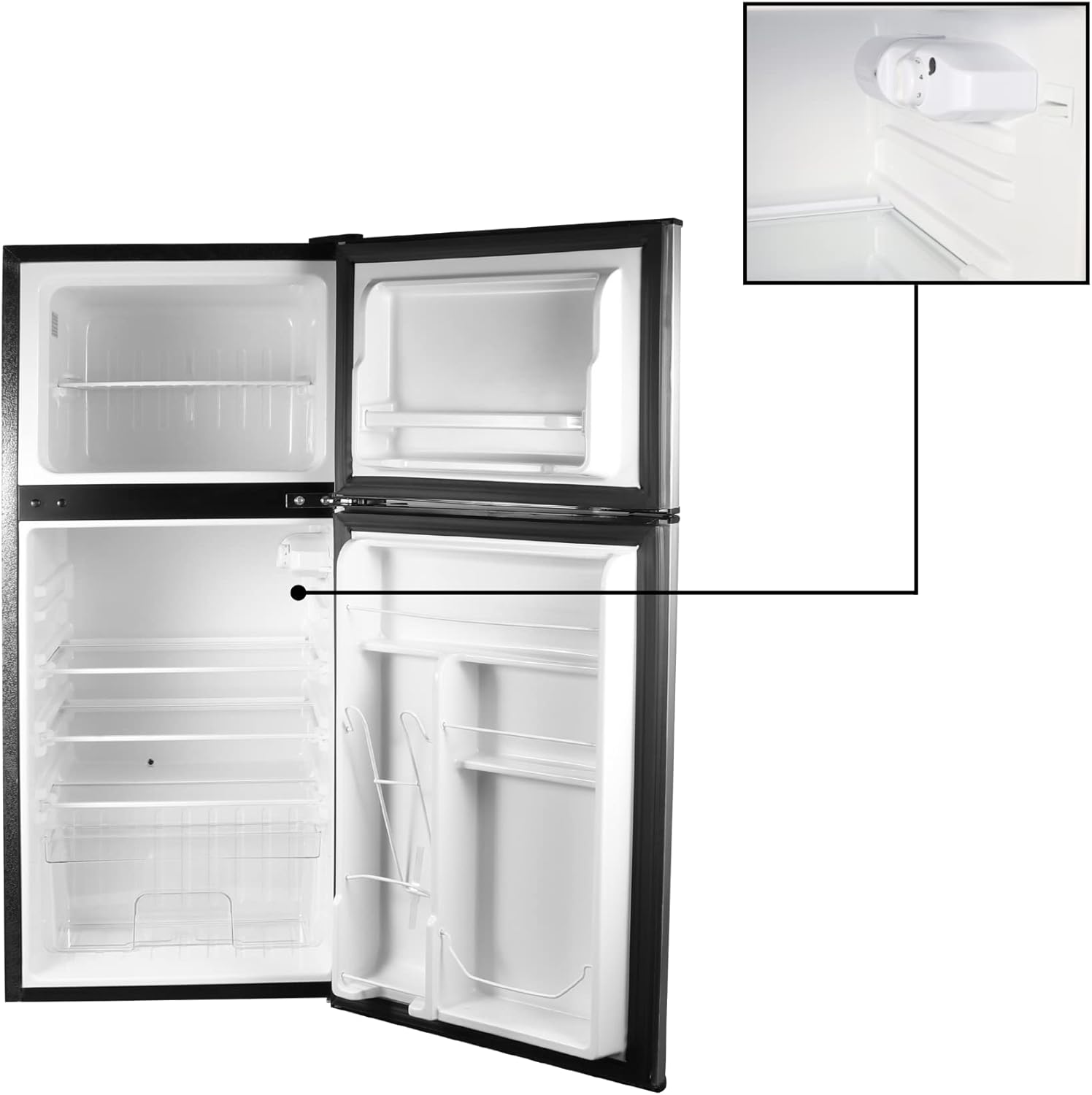 Equator Advanced Appliances Conserv Refrigerador compacto de 2 puertas de 19 pulgadas de acero inoxidable 4.5cf puerta reversible 110V