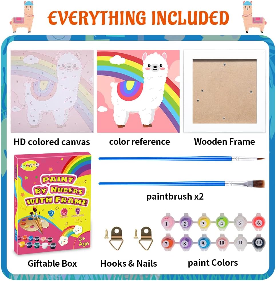 Pintura por números para niños de 8 a 12 años, kits de pintura acrílica fácil por números para niñas, niños y adultos con marco de madera, kits de