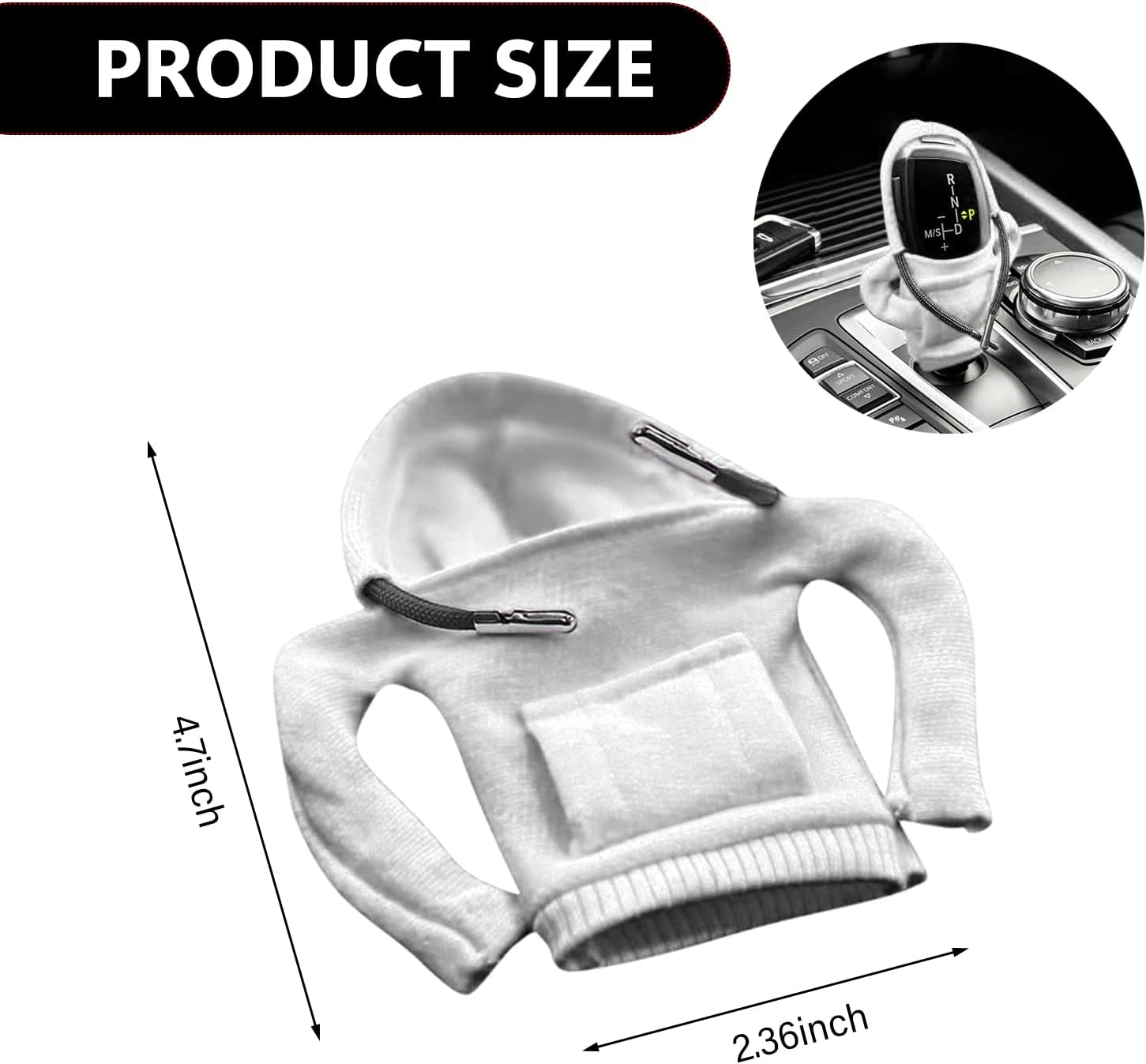 1 funda para palanca de cambios de automóvil, de 5.9 x 5.1 pulgadas, funda decorativa de moda con mango de suéter, funda con capucha universal para