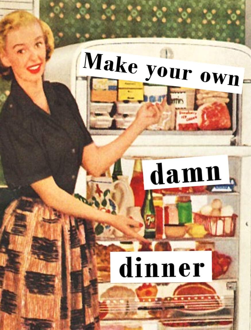Haz tu propia cena de 2 x 3 pulgadas, imán para nevera, regalo de imagen vintage, humor divertido retro