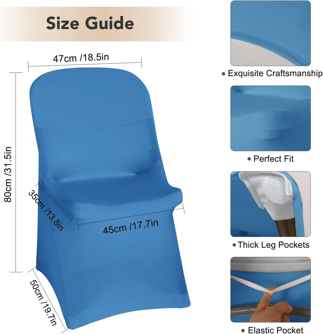 Obstal 20 fundas elásticas de elastano para sillas plegables de fiesta, fundas universales para sillas ajustables, para bodas, banquetes,