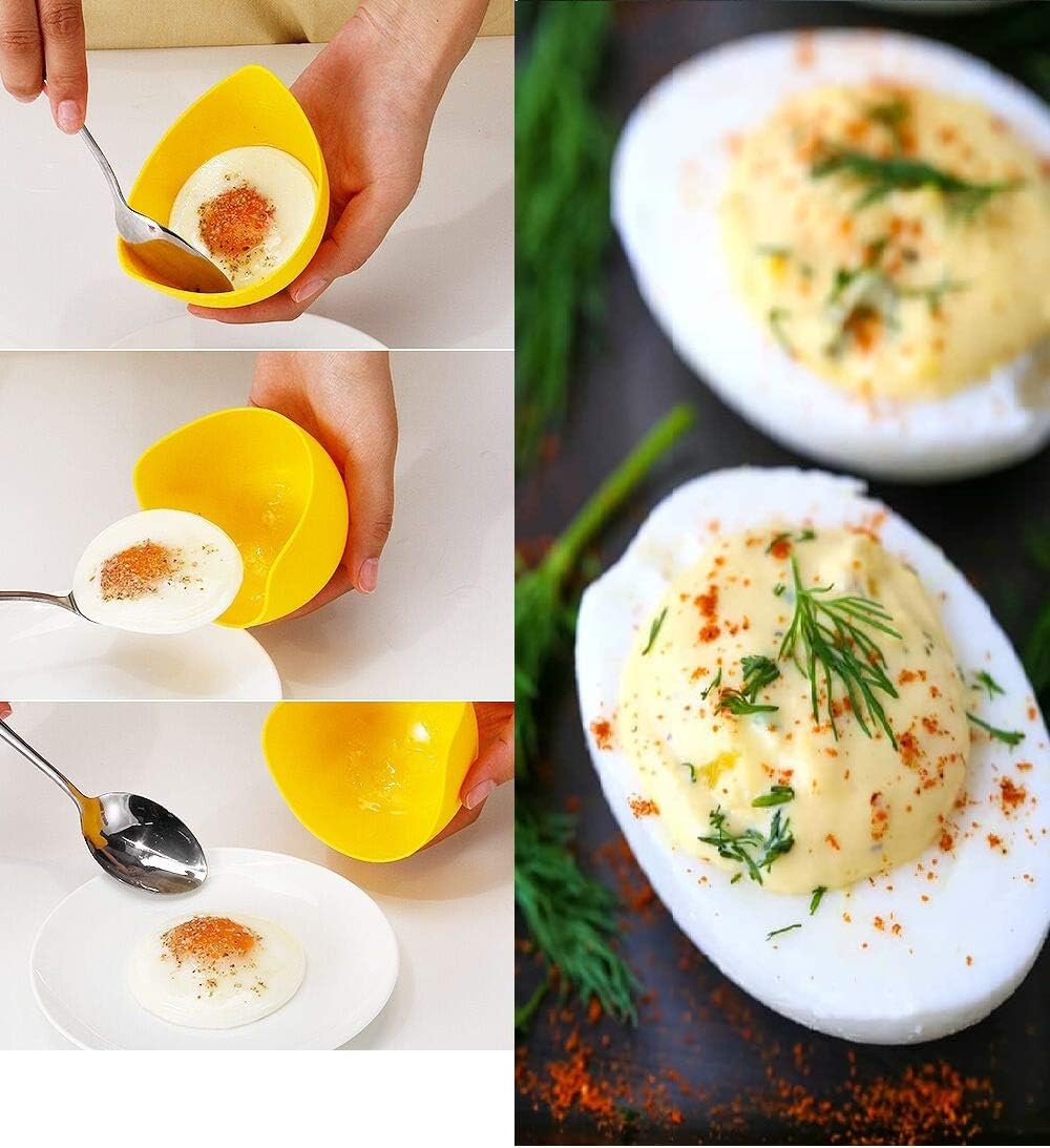 Cocedor escalfador de huevos, olla de huevos escalfados con soportes para anillos, taza de silicona antiadherente de grado alimenticio para