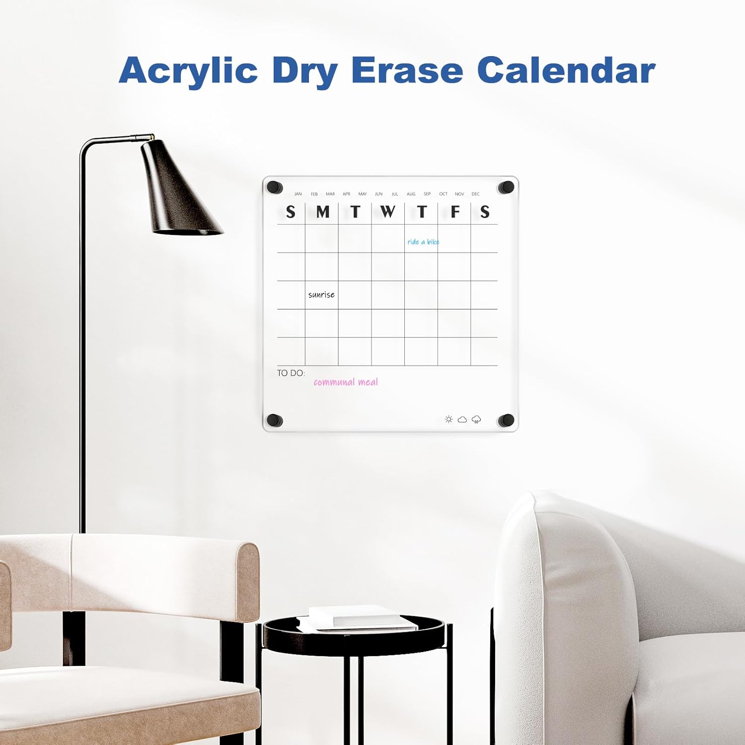 Calendario acrílico para pizarra blanca de pared, pizarra semanal transparente de borrado en seco, pizarra blanca pequeña para pared, hogar,