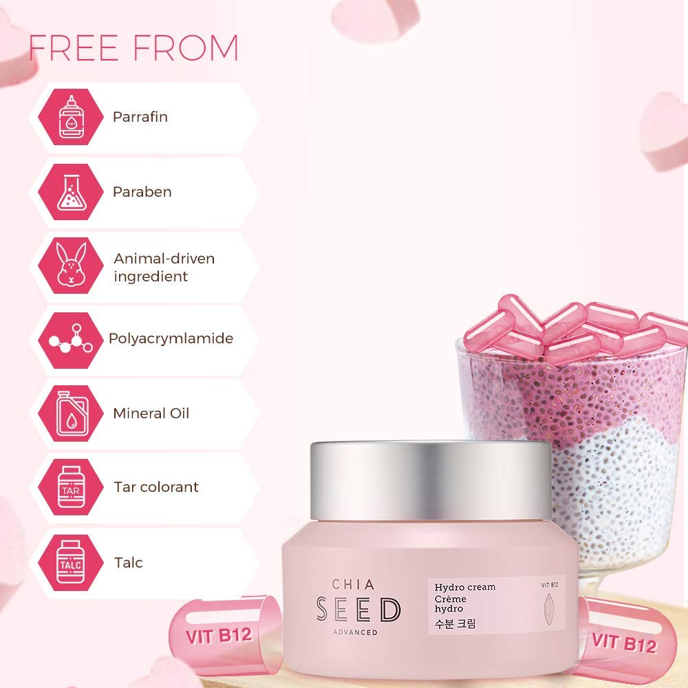 The Face Shop Chia Seed Advanced Hydro Cream  Crema hidratante concentrada tipo gel con efecto de enfriamiento instantáneo  Formulada para un