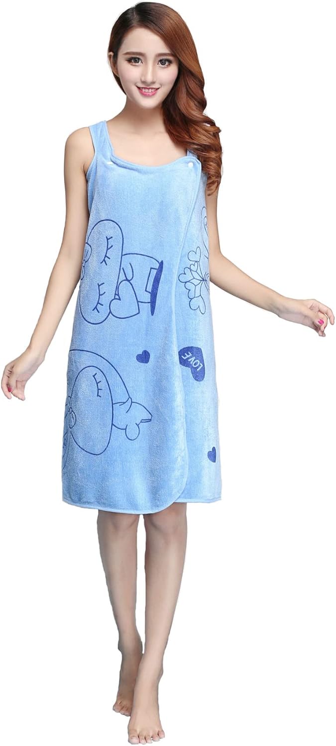 MYKOMI Toallas de baño para mujeres y niñas, bata de baño de microfibra ligera de verano, encantadora falda de baño para adultos, pijama