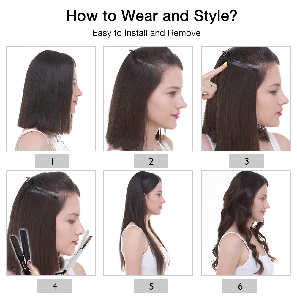 Extensiones de cabello real con broches, con clips de poliuretano, extensiones de cabello sin costuras, color rubio platino, #60, 16 pulgadas, 4.33