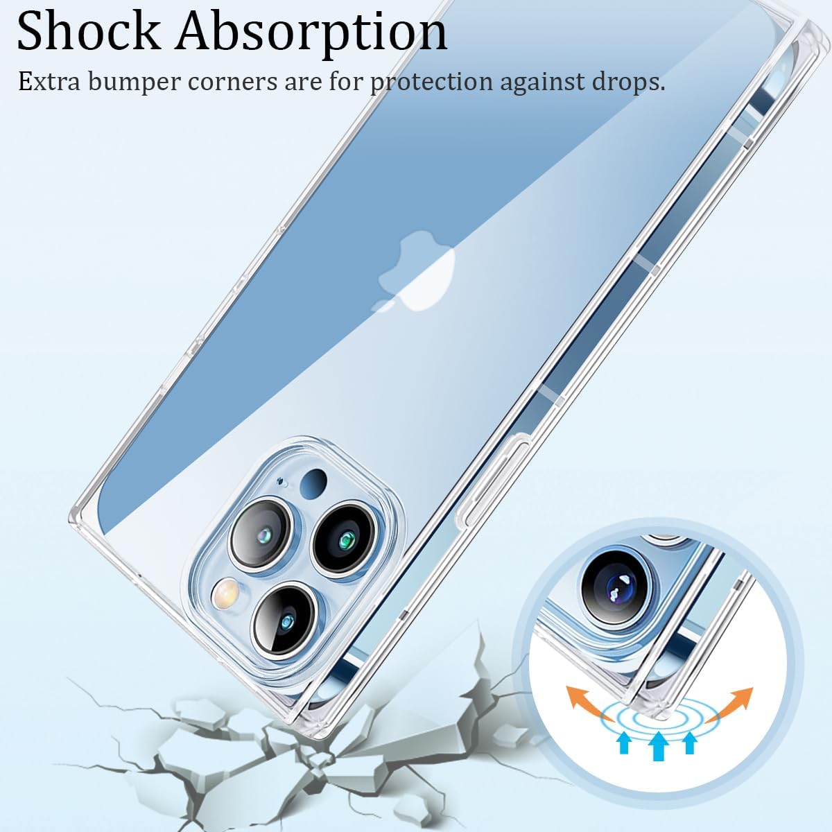 Funda cuadrada compatible con iPhone 15 Pro Max de 6.7 pulgadas, funda transparente con esquinas cuadradas reforzadas para iPhone, funda protectora