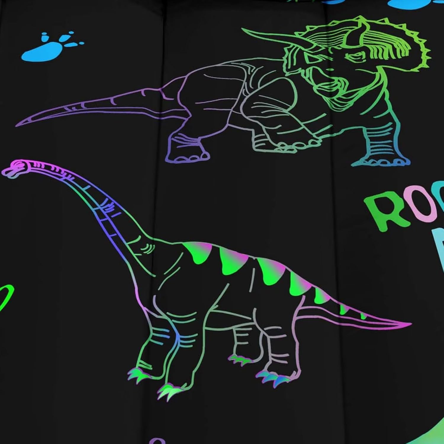 Juego completo de ropa de cama de dinosaurio de 3 piezas, edredón de dinosaurios, 2 fundas de almohada de dinosaurio