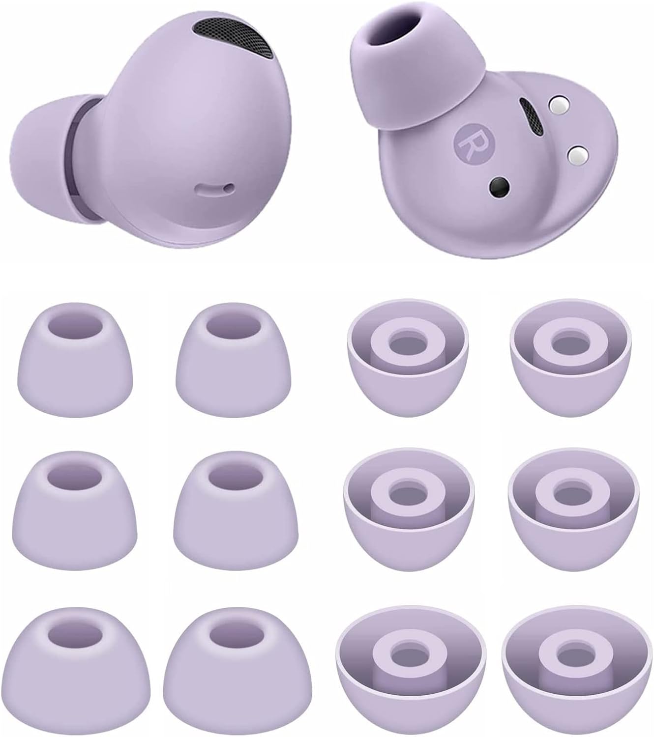 Eartips – Auriculares compatibles con Galaxy Buds 2 Pro SM-R510, SML 6 pares de puntas de silicona suave, puntas de repuesto para auriculares,