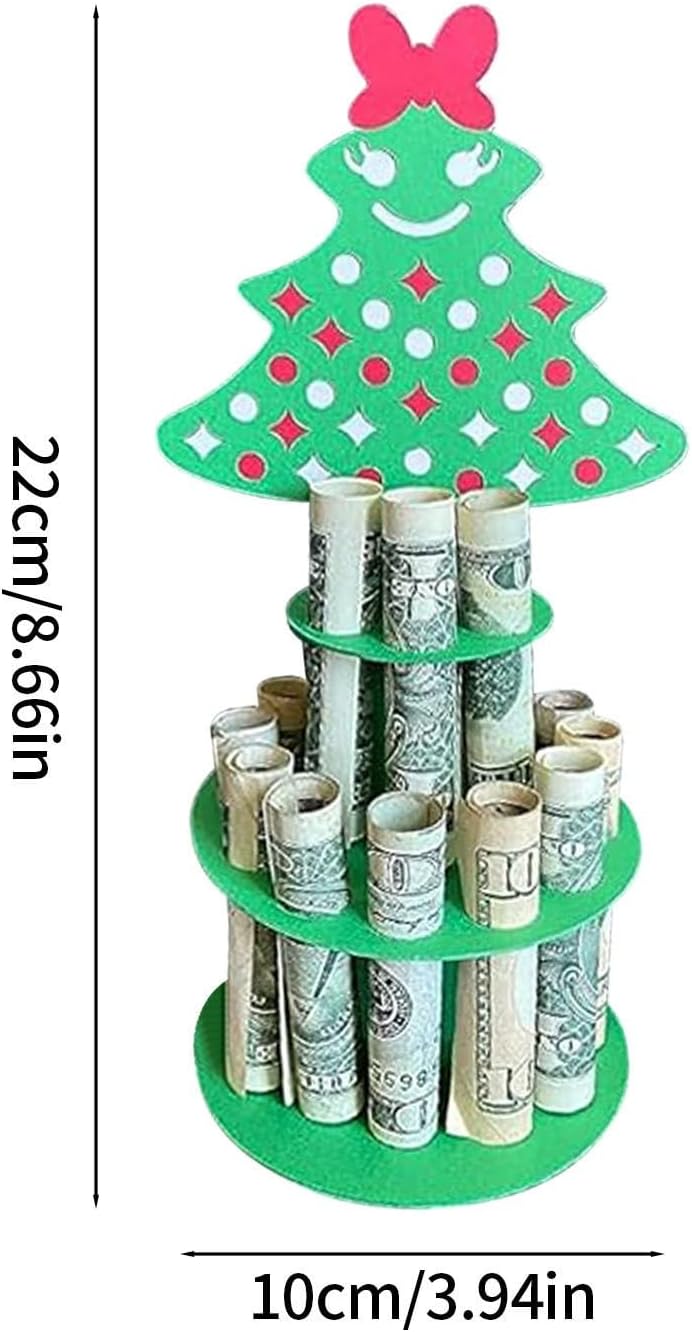 YUUAND Regalo de dinero en efectivo de Navidad, hecho a mano, soporte de dinero de Navidad de madera, árbol de Navidad, alce de nieve, decoración de