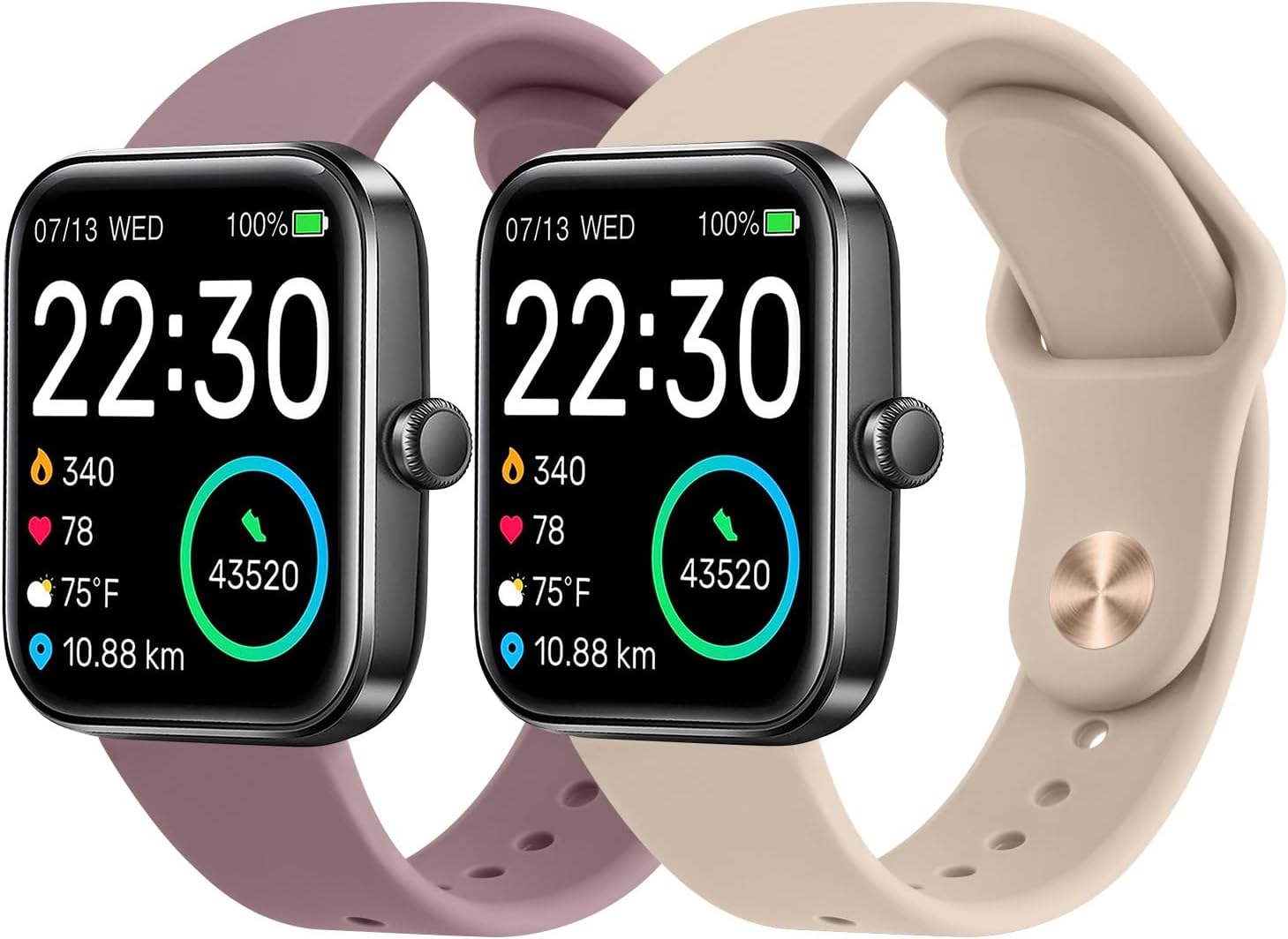 Correa de silicona compatible con SKG V7 Smart Watch, paquete de 2 correas de repuesto deportivas de silicona suave de liberación rápida para reloj