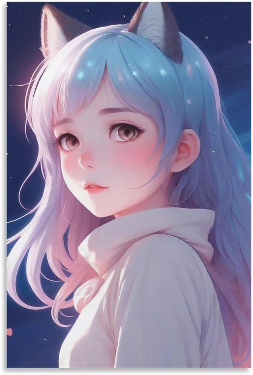 Póster de anime japonés Beauty Girl (7) Póster artístico de pared con desplazamiento en lienzo, cuadro de pintura para sala de estar, decoración del