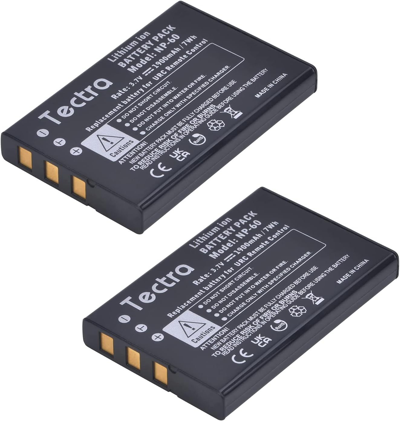 Paquete de 2 baterías de 1900 mAh compatibles con control remoto universal URC 11N09T NC0910 RLI-007-1 LIT0404, MX-810, MX-880, MX-890, MX-950,